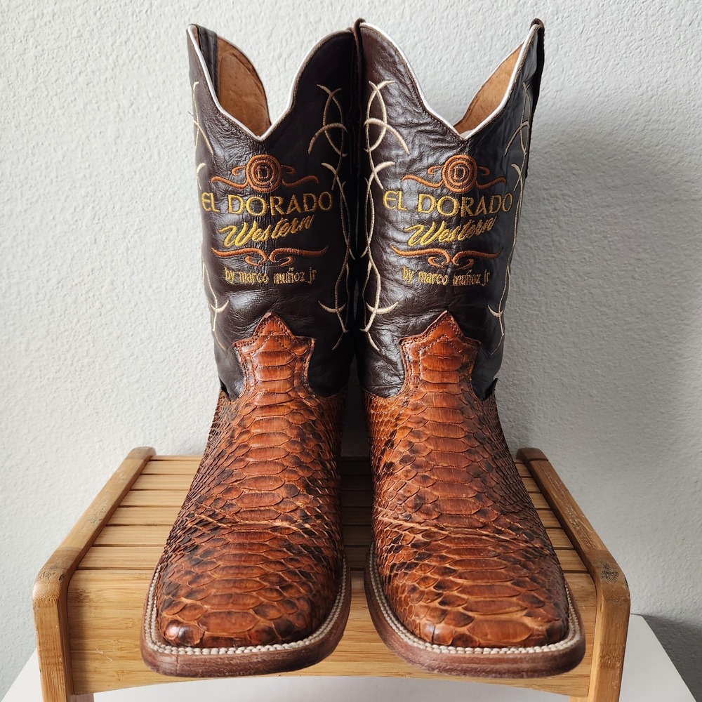 VTG El Dorado Python Western Cowboy Boots US 10.5 handmade León Mexico Muñoz - Picture 3 of 16